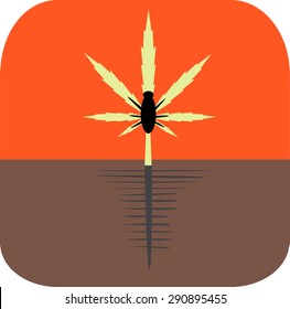 Marijuana growing concept. Pests and diseases icon. Flat style design vector illustration.