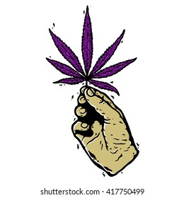 Marijuana in the hand.