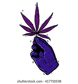 Marijuana in the hand.