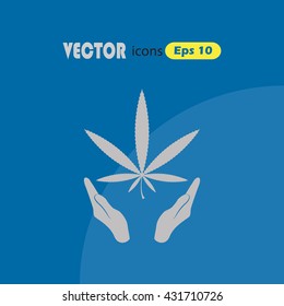 Marijuana in the hand. Vector icon
