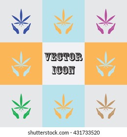 Marijuana in the hand. Vector icon
