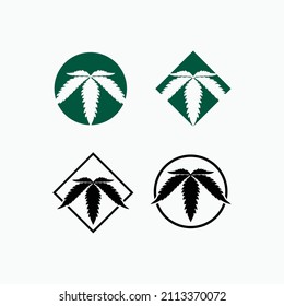 Diseño del logotipo de cultivo de cannabis en hojas de marihuana CBD