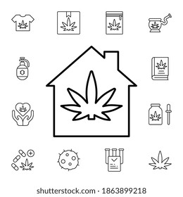 Marijuana, Heimat-flache Vektorsymbol im Marihuana-Paket