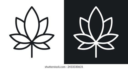 Marijuana Icon Designed in a Line Style on White background.