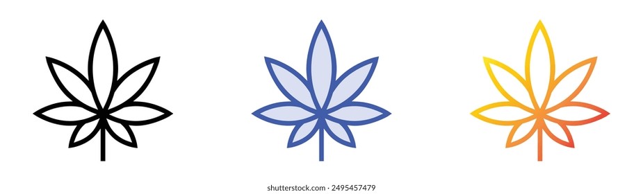 Marijuana icon. Linear, Blue Fill and Gradient Style Design Isolated On White Background