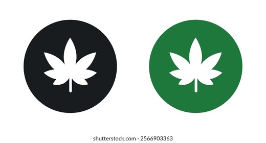 Marijuana icon set in black and colored