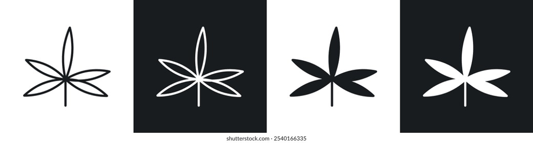 Conjunto de iconos de marihuana. Símbolos de Vector en colores blanco y negro.