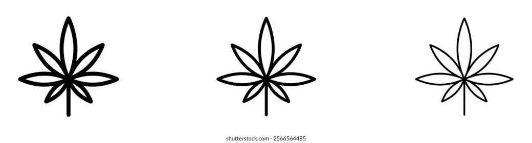 Marijuana icon in tree different line stroke sizes.
