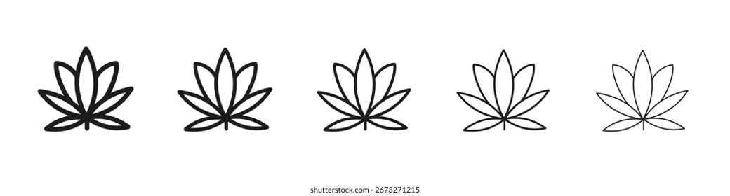 Icono de marihuana Vector esquema conjunto ilustración signo