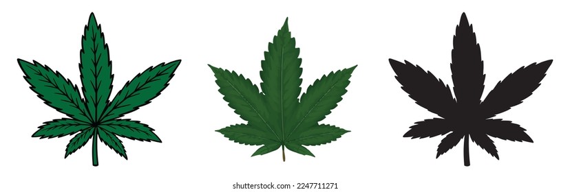 conjunto de vectores de iconos de marihuana, aislados en fondo blanco