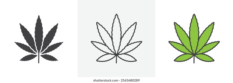 Marijuana icons in black and colored versions