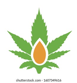 Marijuana icons cbd. Cannabinoid logo. Marijuana leaf oil. Hemp oil. Vector illustration on isolated background.