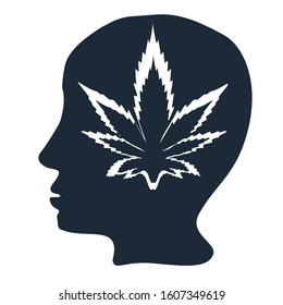 Marijuana icons cbd. Cannabinoid logo. Marijuana leaf oil. Hemp oil. Vector illustration on isolated background.
