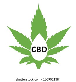 Marijuana icons cbd. Cannabinoid logo. Marijuana leaf oil. Hemp oil. Vector illustration on isolated background.