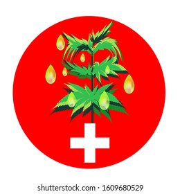 Marijuana icons cbd. Cannabinoid logo. Marijuana leaf oil. Hemp oil. Vector illustration on isolated background.