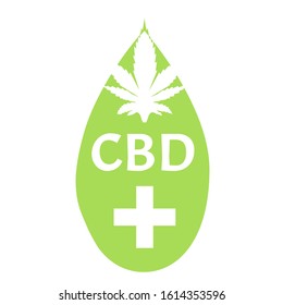 Marijuana icons cbd. Cannabinoid logo. Marijuana leaf oil. Hemp oil. Vector illustration on isolated background.