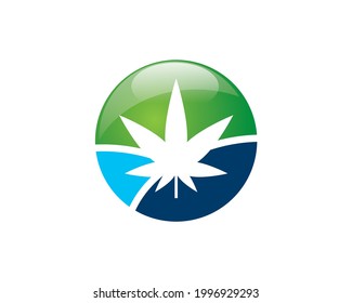 logo de la marihuana en la esfera redonda brillante