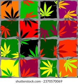 Marijuana inspired design. Reggae background with cannabis leaves. Cannabis Seamless Pattern.