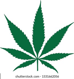 Marijuana isolated leaf. cannabis leaf vector. green weed clipart.