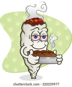 Marijuana Joint Cartoon Character With Pot Brownies