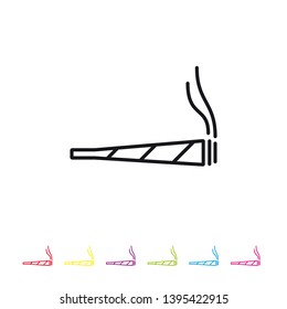 Marijuana joint line icon. Sixties lifestyle symbol in black and six colors.