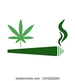Marijuana joint vector icon on white background