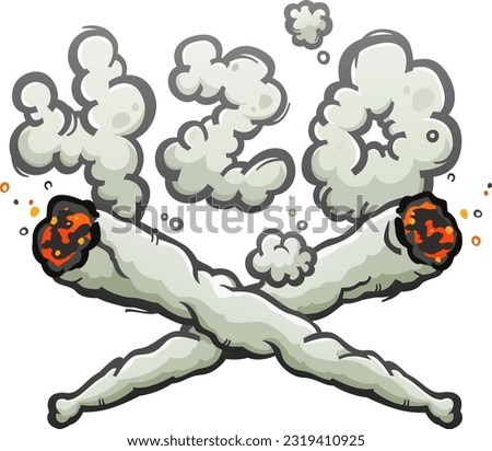 Marijuana joints burning and crossed like a pirate jolly roger flag with four twenty written out in puffs of smoke for cannabis day