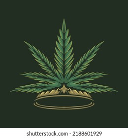 marijuana king crown green vector illustration