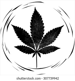 Marijuana leaf in abstract style