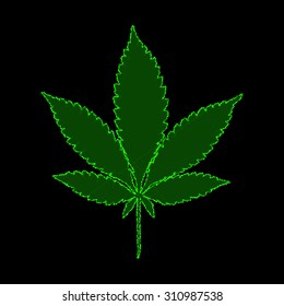 Marijuana leaf in abstract style