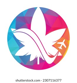 Combinación de la hoja de marihuana y el logotipo Vector del avión. Símbolo o icono de Hemp y avión.