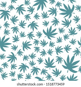 Marijuana leaf backdrop. Green leaves Cannabis seamless pattern. Exotic botanical design illustration. Design for fabric, textile print, wrapping paper.  Vector illustration