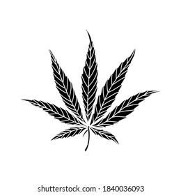 Marijuana Leaf Black Silhouette Icon Vector Stock Vector (royalty Free 