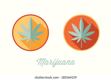 Marijuana leaf, cannabis, flat style
