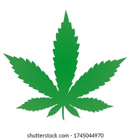 Marijuana leaf, cannabis leaf icon vector on transparent background. Dark green ganja icon on transparent background.