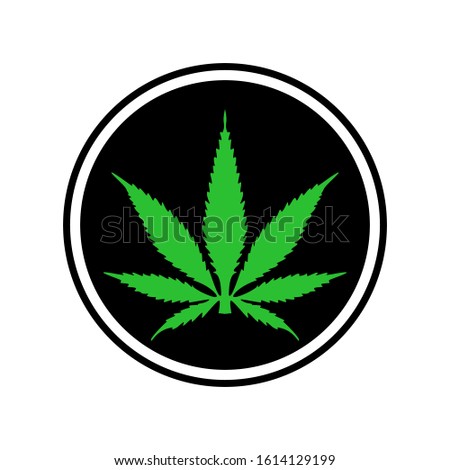 Marijuana leaf, cannabis icon vector in green design