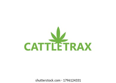 Marijuana leaf cannabis logo, cattle trax modern cannabis logo vector.