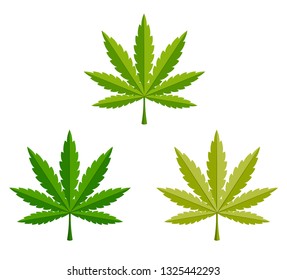 Marijuana, Leaf Of A Cannabis Plant, Flat Cartoon Vector Illustration Isolated On EPS10.