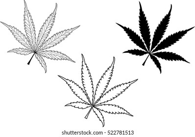 Marijuana leaf, cannabis, cannabis leaf set,