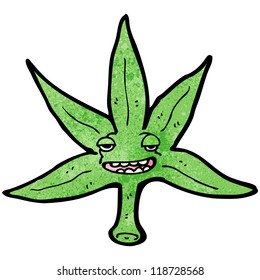 personaje de caricatura de hoja de marihuana