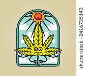 Marijuana Leaf Cartoon Characters. Vector Collection Set Isolated On White Background