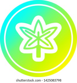 marijuana leaf circular icon with cool gradient finish