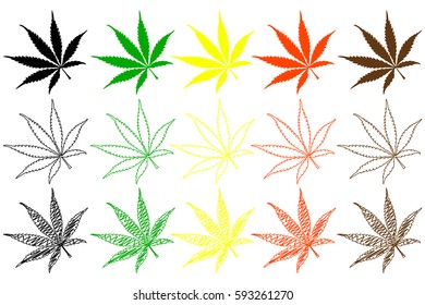 marijuana leaf - color set