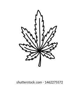 marijuana leaf doodle icon, vector illustration
