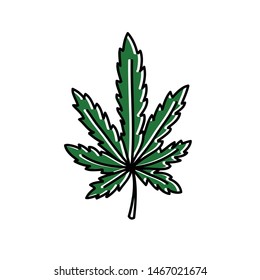 marijuana leaf doodle icon, vector illustration