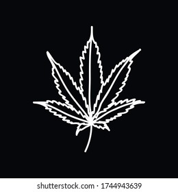 ícono de doodle de hoja de marihuana, ilustración vectorial