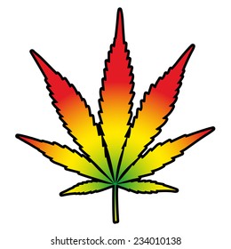 Marijuana leaf, drawing vector illustration.