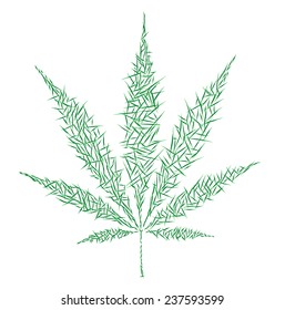 Marijuana leaf, drawing vector illustration.