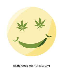 Marijuana leaf face cannabis. face made of weed leaves vector illustration