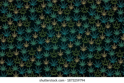 Marijuana leaf farm field vector seamless pattern. Cannabis engraving plant farm field good for packaging product banner web social media post apparel and many more